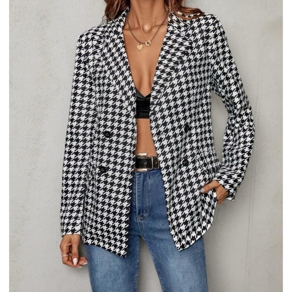 STAUD GINGHAM COTTON BLEND BLAZER NWOT SIZE LARGE - Picture 1 of 12